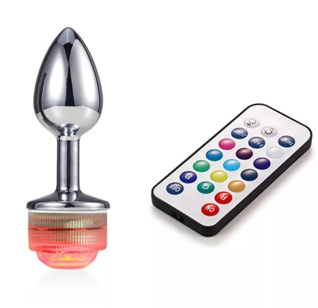 Light Up LED Metallic Butt Plug III with 21 Key Remote